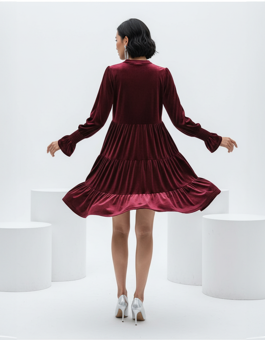 Velvet Tiered Mini Dress