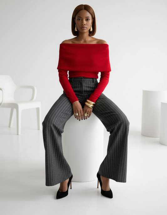 Off-Shoulder Foldover Knit Top