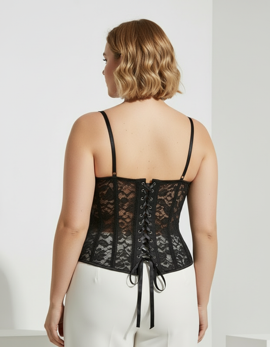 Lace Bustier Corset Top – Adjustable, Supportive & Curve-Enhancing