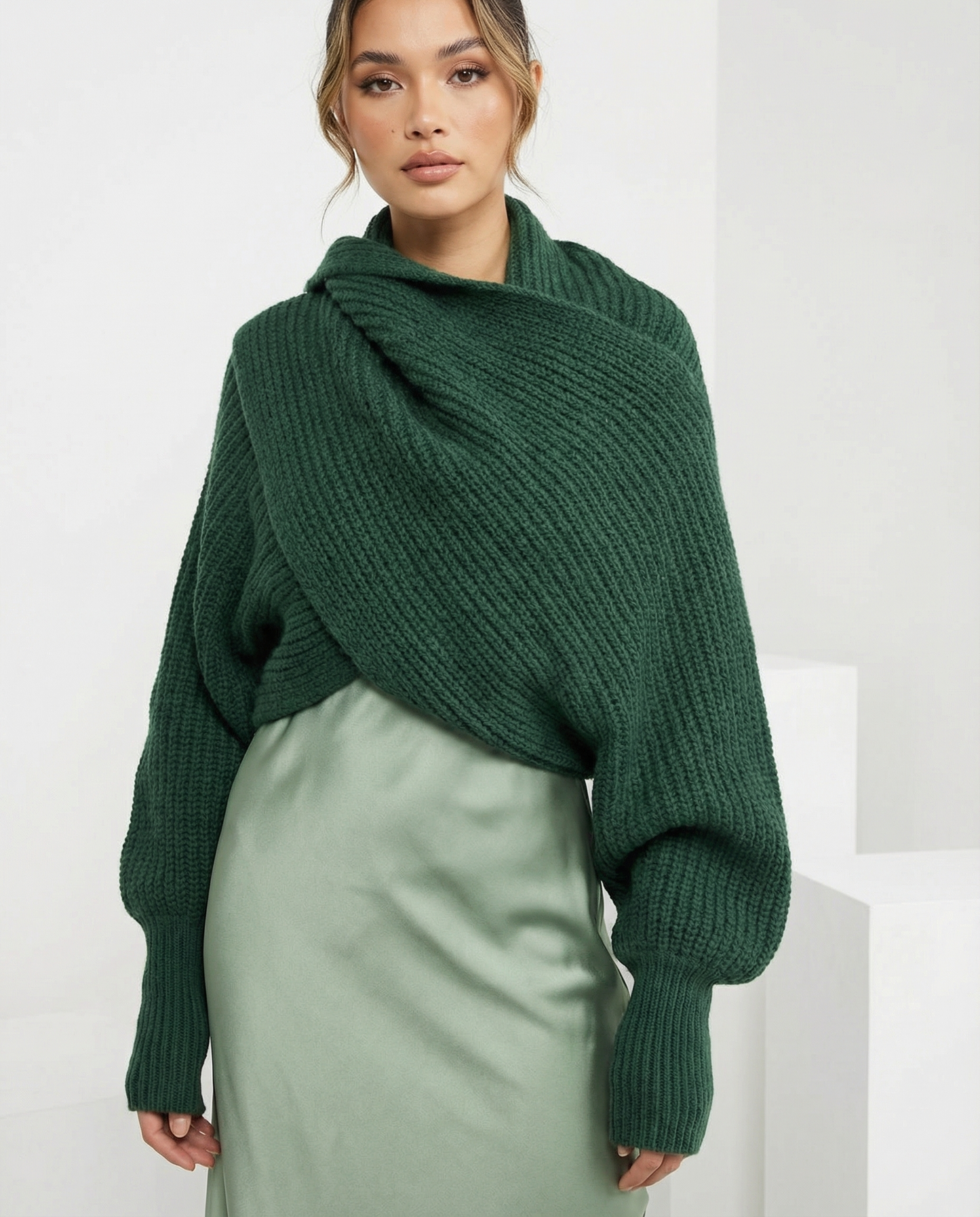 Convertible Knit Scarf Sweater