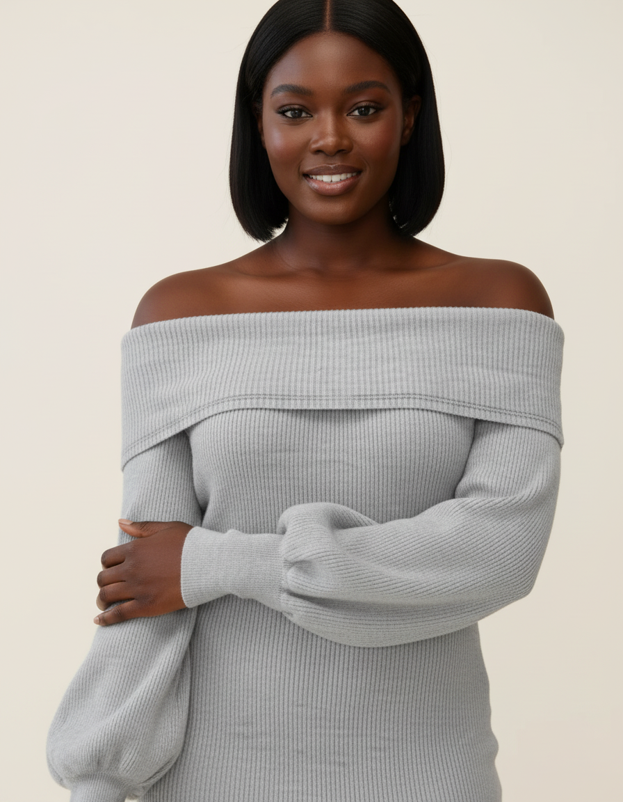 Off-Shoulder Knit Bodycon Dress