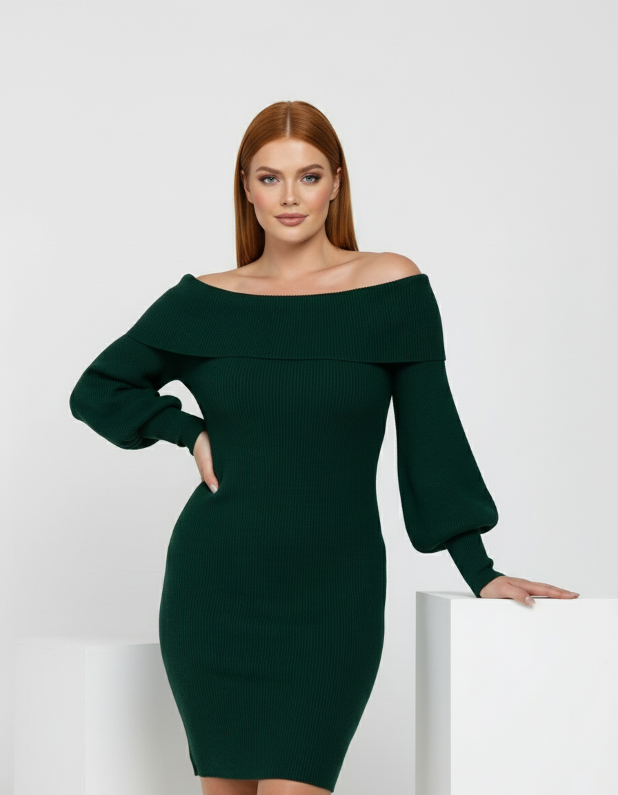 Off-Shoulder Knit Bodycon Dress