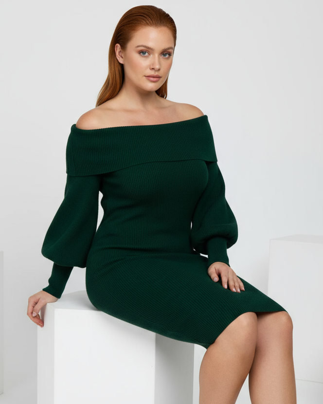 Off-Shoulder Knit Bodycon Dress