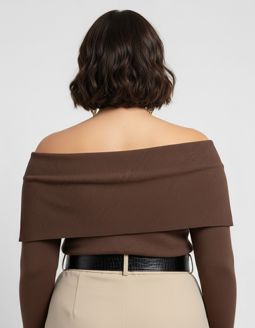 Off-Shoulder Foldover Knit Top