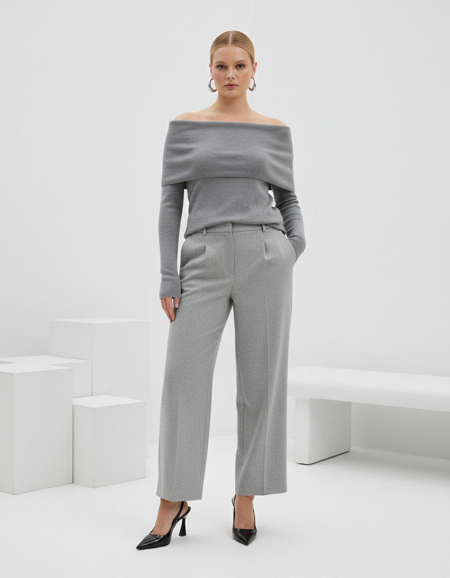 Off-Shoulder Foldover Knit Top