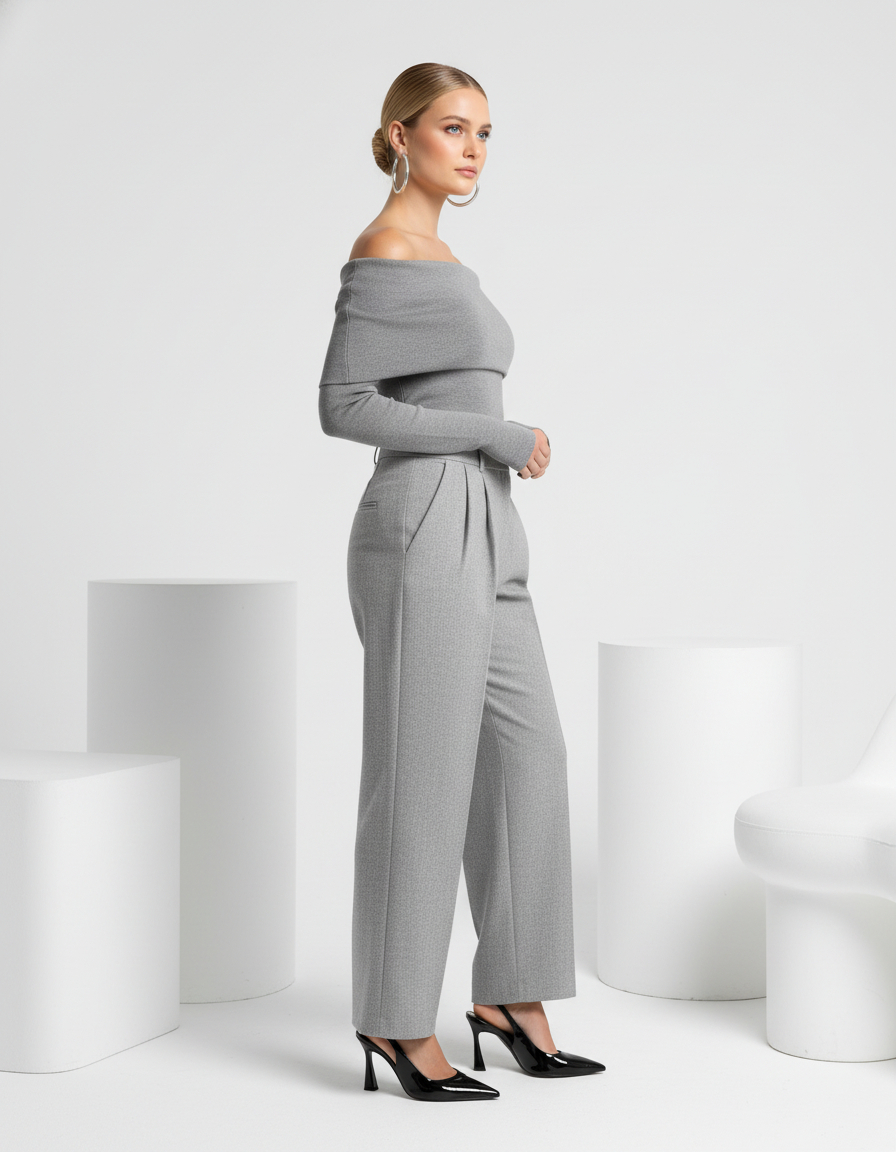 Off-Shoulder Foldover Knit Top