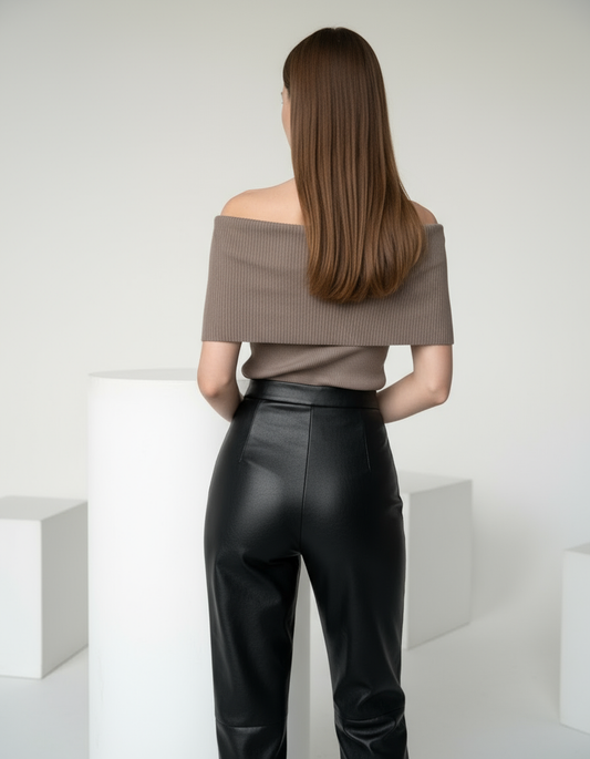 Off-Shoulder Ribbed Knit Top