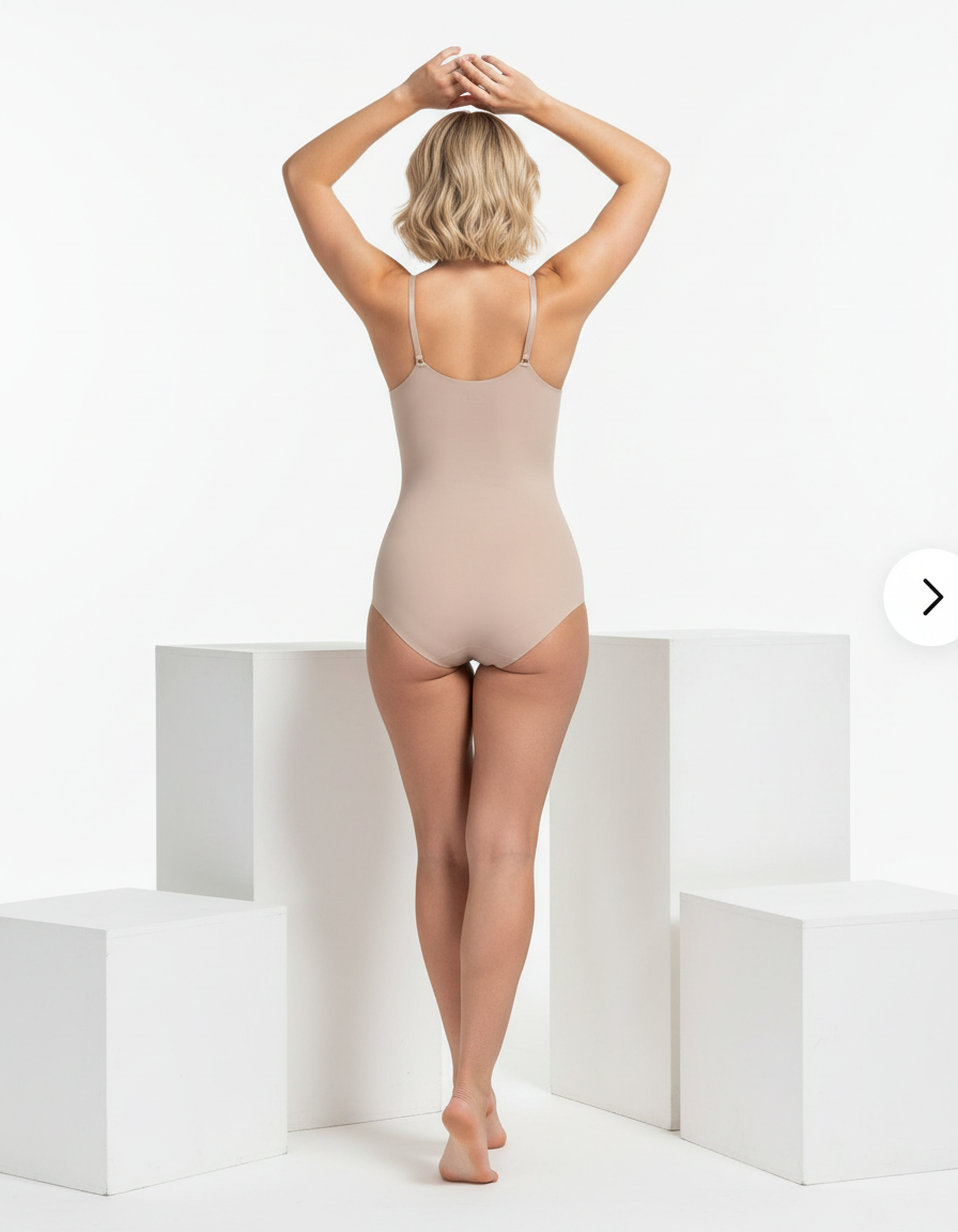 Seamless V-Neck Shapewear Bodysuit – Tummy Control Compression