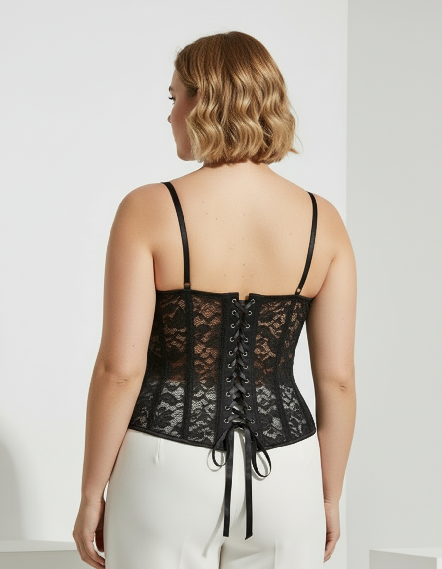 Lace Bustier Corset Top – Adjustable, Supportive & Curve-Enhancing