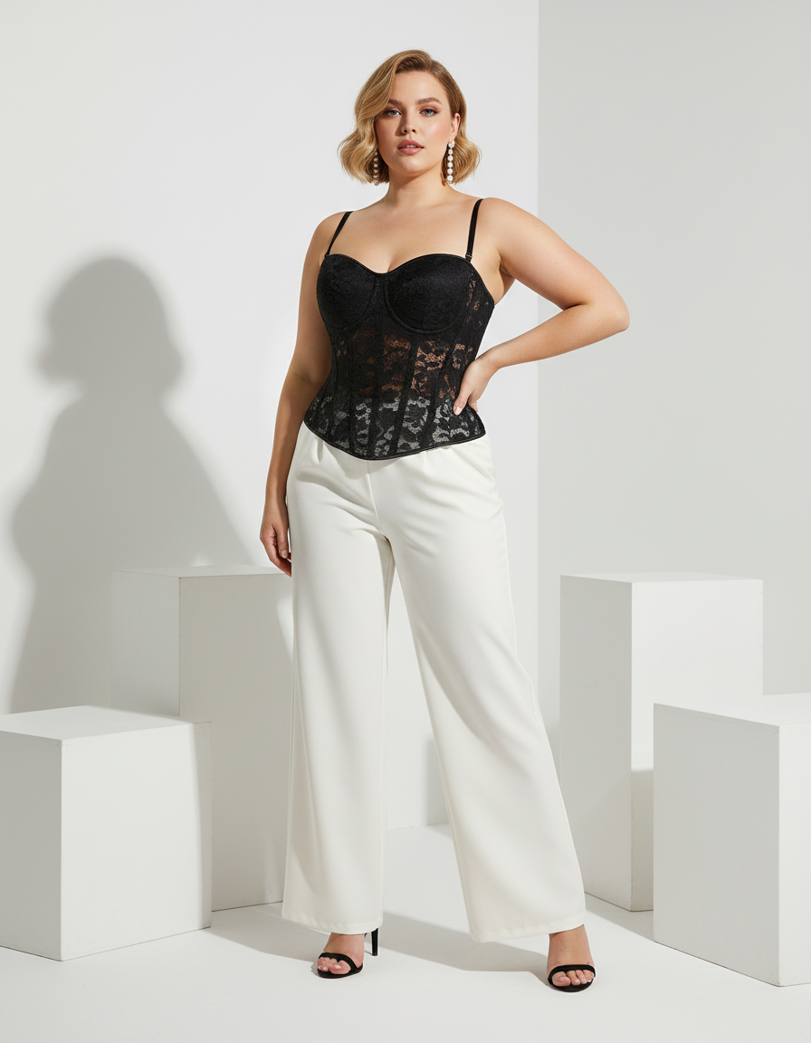 Lace Bustier Corset Top – Adjustable, Supportive & Curve-Enhancing