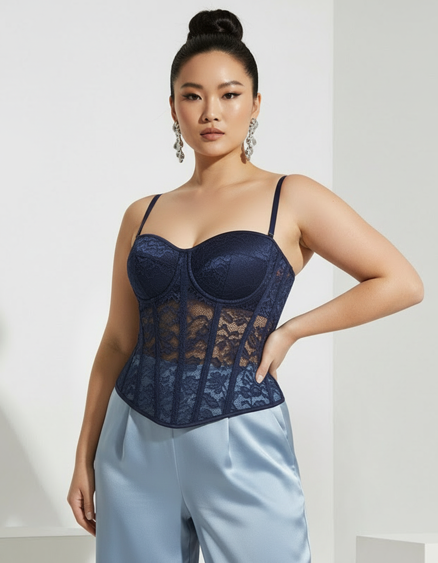 Lace Bustier Corset Top – Adjustable, Supportive & Curve-Enhancing