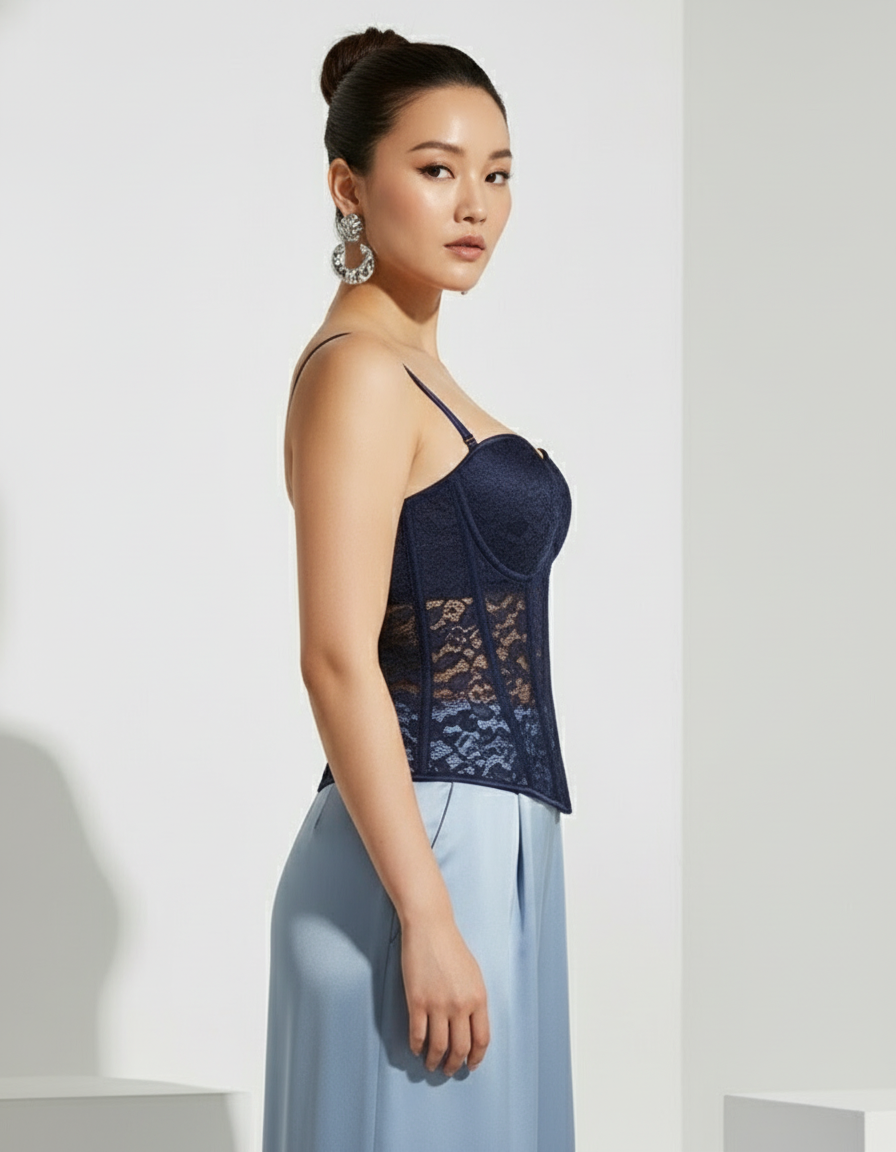 Lace Bustier Corset Top – Adjustable, Supportive & Curve-Enhancing